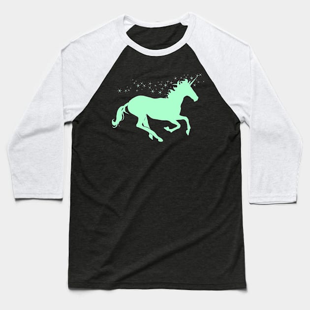 Mint Magical Unicorn Party Magical Mythical Unicorn Baseball T-Shirt by vintageinspired